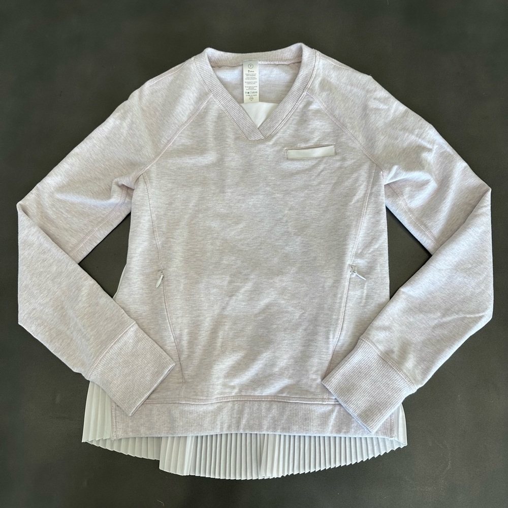 Ivivva Light Pink Heathered V-Neck Sweatershirt with Pleated Sheer Back